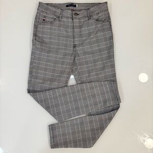 Tommy Hilfiger Plaid Pants Grey Straight Leg Preppy Office Chic - Old Money